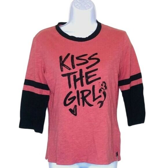 Disney The Little Mermaid Kiss The Girl T-shirt S Ringer Baseball Tee - Picture 1 of 4